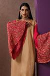 Shop_Wazir C_Beige Silk, Crepe, Cotton Embroidery V-neck Bell Sleeve Kurta And Pant Set _Online_at_Aza_Fashions