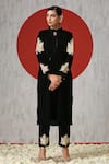 Buy_Wazir C_Black Velvet Tassels, Embroidery Turtle Neck Placement Kurta And Pant Set _at_Aza_Fashions