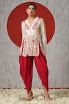 Buy_Wazir C_Off White Silk, Crepe, Cotton Embroidery Kashmiri Aari Jacket And Tulip Pant Set _at_Aza_Fashions