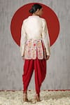 Shop_Wazir C_Off White Silk, Crepe, Cotton Embroidery Kashmiri Aari Jacket And Tulip Pant Set _at_Aza_Fashions