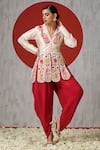 Buy_Wazir C_Off White Silk, Crepe, Cotton Embroidery Kashmiri Aari Jacket And Tulip Pant Set _Online_at_Aza_Fashions