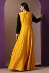 Shop_Wazir C_Yellow Muslin Embroidery Kashmiri Aari Round Yoke Corset Gown _at_Aza_Fashions