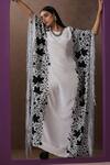 Buy_Wazir C_White Crepe Embroidery Round Neck Kashmiri Aari Kaftan _at_Aza_Fashions