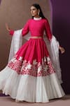 Buy_Wazir C_Pink Silk, Organza, Georgette Sequins, Embroidery Kashmiri Aari Lehenga Set _at_Aza_Fashions