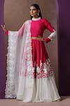 Wazir C_Pink Silk, Organza, Georgette Sequins, Embroidery Kashmiri Aari Lehenga Set _Online_at_Aza_Fashions