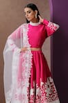Shop_Wazir C_Pink Silk, Organza, Georgette Sequins, Embroidery Kashmiri Aari Lehenga Set _Online_at_Aza_Fashions
