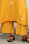 Buy_Label Earthen_Yellow Mangalgiri Cotton Embroidery Resham Gul Genda Floral Kurta Set _Online_at_Aza_Fashions
