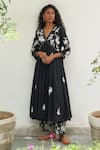 Buy_Label Earthen_Black Cotton Mul Embroidery Sequin V Chuimui Anarkali And Palazzo Set  _Online_at_Aza_Fashions