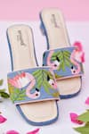 Around Always Blue Embroidery Flamingo Denim Sandals Online at Aza Fashions Around Always_Blue Embroidery Flamingo Denim Sandals _Online_at_Aza_Fashions