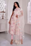 Buy_Label Priyanka Kar_Pink Net Hand Embroidered Kurta Pant Set_at_Aza_Fashions