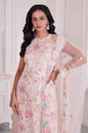 Label Priyanka Kar_Pink Net Hand Embroidered Kurta Pant Set_Online_at_Aza_Fashions
