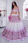 Shop_Label Priyanka Kar_White Cotton Printed Floral Sweetheart Blouse Bridal Lehenga Set _Online_at_Aza_Fashions