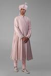 Buy_Talking Threads_Pink Chanderi Embroidered Chikankari Plain Angarkha Kurta Churidar Set  _at_Aza_Fashions