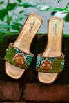 Buy Around Always Brown Savanna Hand Embroidered Sliders at Aza Fashions Buy_Around Always_Brown Savanna Hand Embroidered Sliders _at_Aza_Fashions