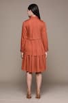 Shop_Ritu Kumar_Orange Cotton And Satin Shirt Collar Ruffle Dress _at_Aza_Fashions