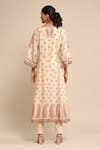 Shop_Ritu Kumar_Off White , Chanderi, Satin, Floral Print A-line Kurta Pant Set _at_Aza_Fashions