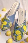 Buy_Around Always_Blue Beads, Embroidery Lime Mules _at_Aza_Fashions