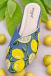 Buy_Around Always_Blue Beads, Embroidery Lime Mules _Online_at_Aza_Fashions