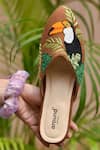 Around Always_Brown Pecky Toucan Embroidered Mules _Online_at_Aza_Fashions