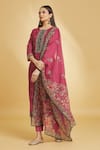 Shop_Samyukta Singhania_Fuchsia Chanderi Silk Printed And Hand Embroidered Floral Round Kurta Set _Online_at_Aza_Fashions