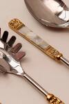 Shop_Elysian Home_White Stainless Steel And Mother Of Pearls Serving Spoons -set 6_Online_at_Aza_Fashions