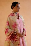 Buy_Amisha Kothari_Pink Silk Printed Candy Stripe V Neck Jamini Kurta Pant Set 