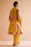 Shop_Amisha Kothari_Yellow Silk Printed Floral Round Gauri Kurta And Pant Set _at_Aza_Fashions