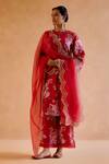 Buy_Amisha Kothari_Red Gopika Silk Floral Print Kurta Pant Set_at_Aza_Fashions