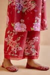 Amisha Kothari_Red Gopika Silk Floral Print Kurta Pant Set_at_Aza_Fashions