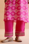 Amisha Kothari_Pink Silk Printed Digital V Neck Asavari Tunic And Pant Set  _Online_at_Aza_Fashions