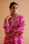 Amisha Kothari_Pink Silk Printed Digital V Neck Asavari Tunic And Pant Set _at_Aza_Fashions