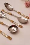 Buy Elysian Home White Stainless Steel And Mother Of Pearl Serving Spoon 6 Online at Aza Fashions Buy_Elysian Home_White Stainless Steel And Mother Of Pearl Serving Spoon 6_Online_at_Aza_Fashions