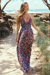 Buy_Sruti Dalmia_Purple Tencel Satin Print Butterfly Plunging V Embroidered Maxi Dress  _at_Aza_Fashions