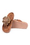 Shop_Stilista_Brown Embellished Leather Flats _at_Aza_Fashions