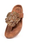 Stilista_Brown Embellished Leather Flats _Online_at_Aza_Fashions