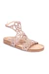Shop_Stilista_Beige Luxe Celestia Stone Embellished Cutwork Flats _Online_at_Aza_Fashions