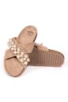 Shop_Stilista_Beige 3d Pearl Aphrodite Embellished Flats _at_Aza_Fashions