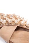 Stilista_Beige 3d Pearl Aphrodite Embellished Flats _at_Aza_Fashions