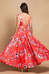 Shop_Gulabo by Abu Sandeep_Red Cotton Satin Digital Printed Floral Bloom Circular Skirt _at_Aza_Fashions