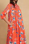 Shop_Gulabo by Abu Sandeep_Red Cotton Satin Digital Printed Lotus Round Floral Bloom Tunic  _Online_at_Aza_Fashions