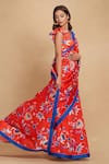 Buy_Gulabo by Abu Sandeep_Red Chanderi Digital Printed Lotus Floral Bloom Saree  _Online_at_Aza_Fashions