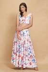Buy_Gulabo by Abu Sandeep_White Cotton Satin Print Floral Bloom Skirt _at_Aza_Fashions