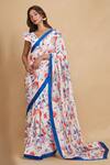 Buy_Gulabo by Abu Sandeep_White Chanderi Print Floral Saree  _at_Aza_Fashions