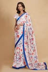 Gulabo by Abu Sandeep_White Chanderi Print Floral Saree  _Online_at_Aza_Fashions