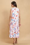 Shop_Gulabo by Abu Sandeep_White Cotton Satin Print Floral Round Neck Garden Bloom Dress_at_Aza_Fashions