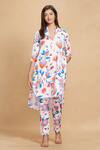 Buy_Gulabo by Abu Sandeep_White Cotton Satin Print Floral Collared Neck Flower Garden Tunic_at_Aza_Fashions