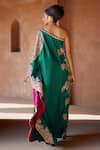 Shop_Mrunalini Rao_Green Evara Silk Embroidered Kaftan Dress _at_Aza_Fashions