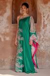 Buy_Mrunalini Rao_Green Evara Silk Embroidered Kaftan Dress _Online_at_Aza_Fashions