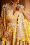 Shop_Mrunalini Rao_Yellow Paramita Hand Embroidered Lehenga Set With Cape _Online_at_Aza_Fashions