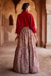 Mrunalini Rao_Red Pure Silk Hand Embroidered Resham Manjari Shirt And Lehenga Set  _Online_at_Aza_Fashions